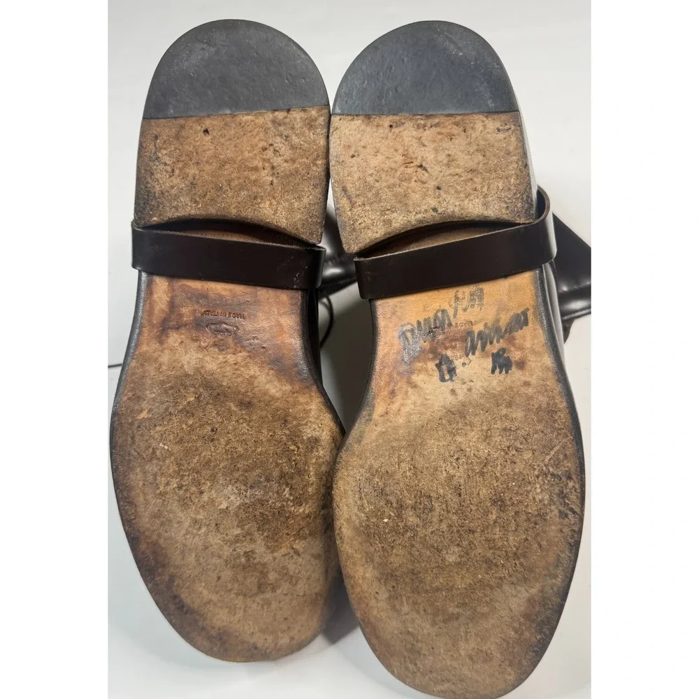 Jil‎ Sander Men's Military Ankle Belt Harness Lace Up Brown Leather Boots Size 8